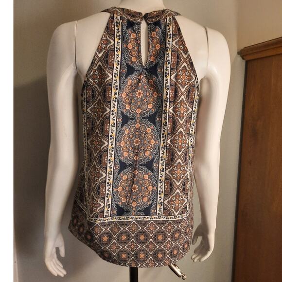 Monteau Boho Festival Halter Tank Top Small Batik Scroll Pattern Lightweight - Picture 8 of 9